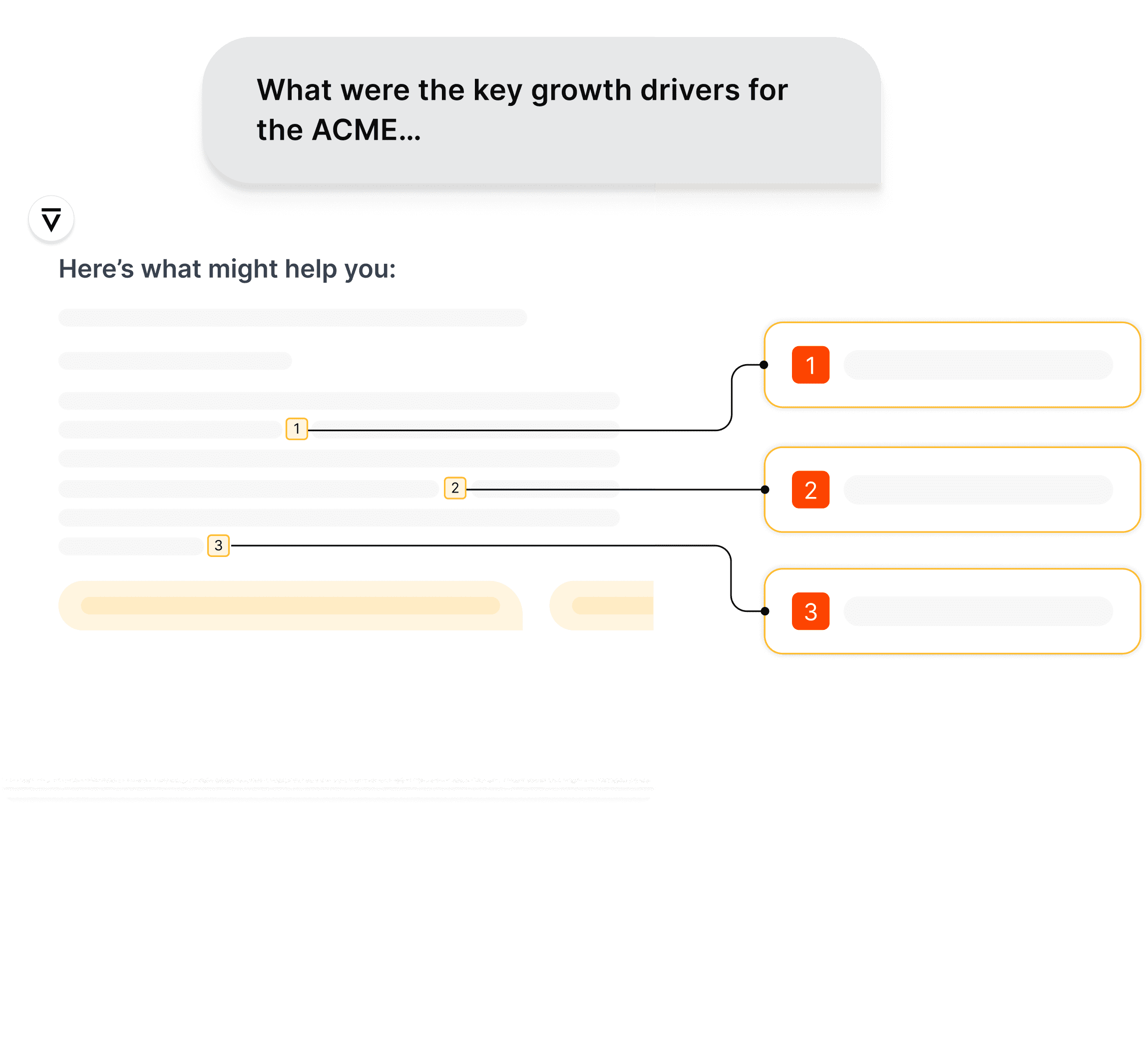 A user asking Legion to highlight key growth drivers, with a response linking to helpful resources.