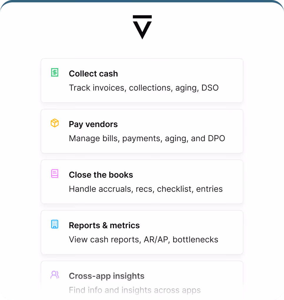 A list of workflows available via Legion like "Pay vendors" and "Close the books".
