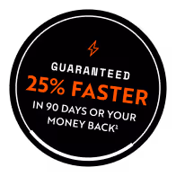 Guaranteed 25% faster in 90 days, or your money back¹