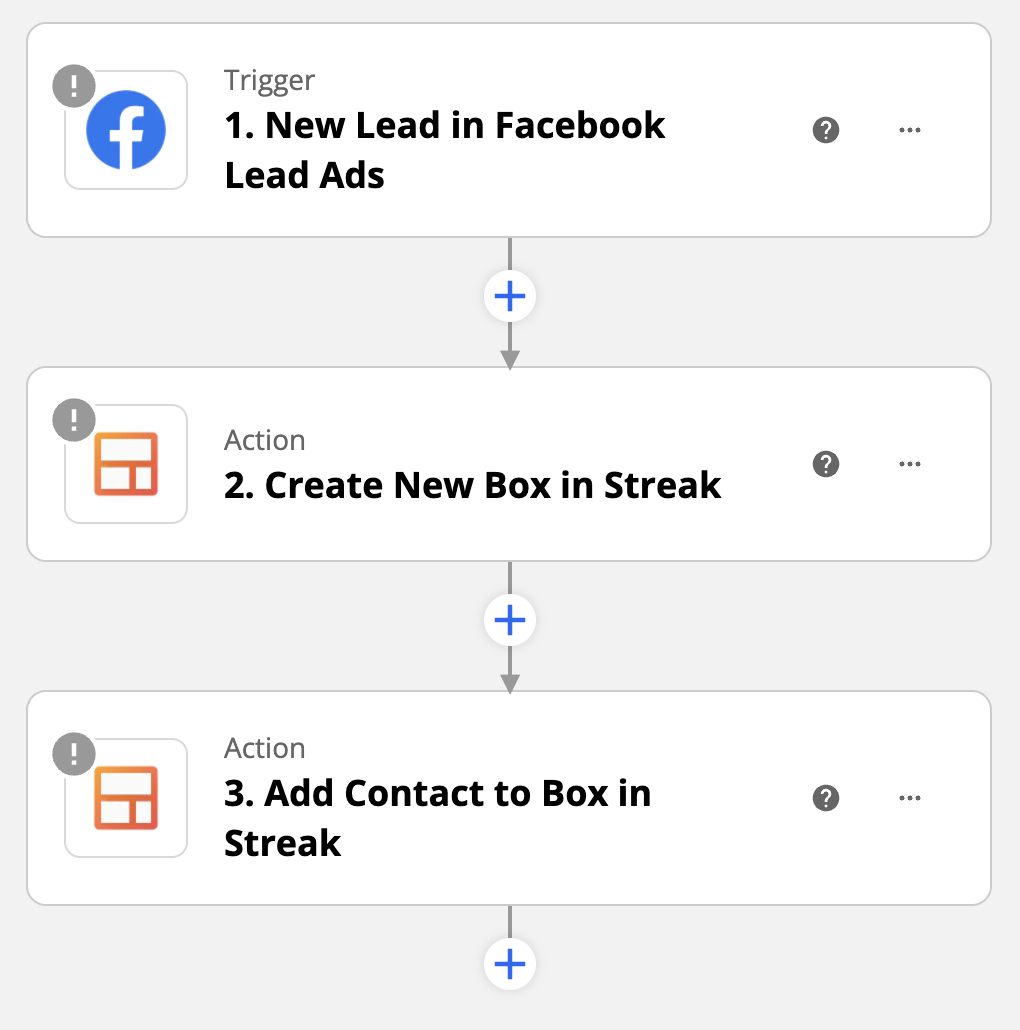 A three-step integration template to connect Facebook Lead Ads with Streak.