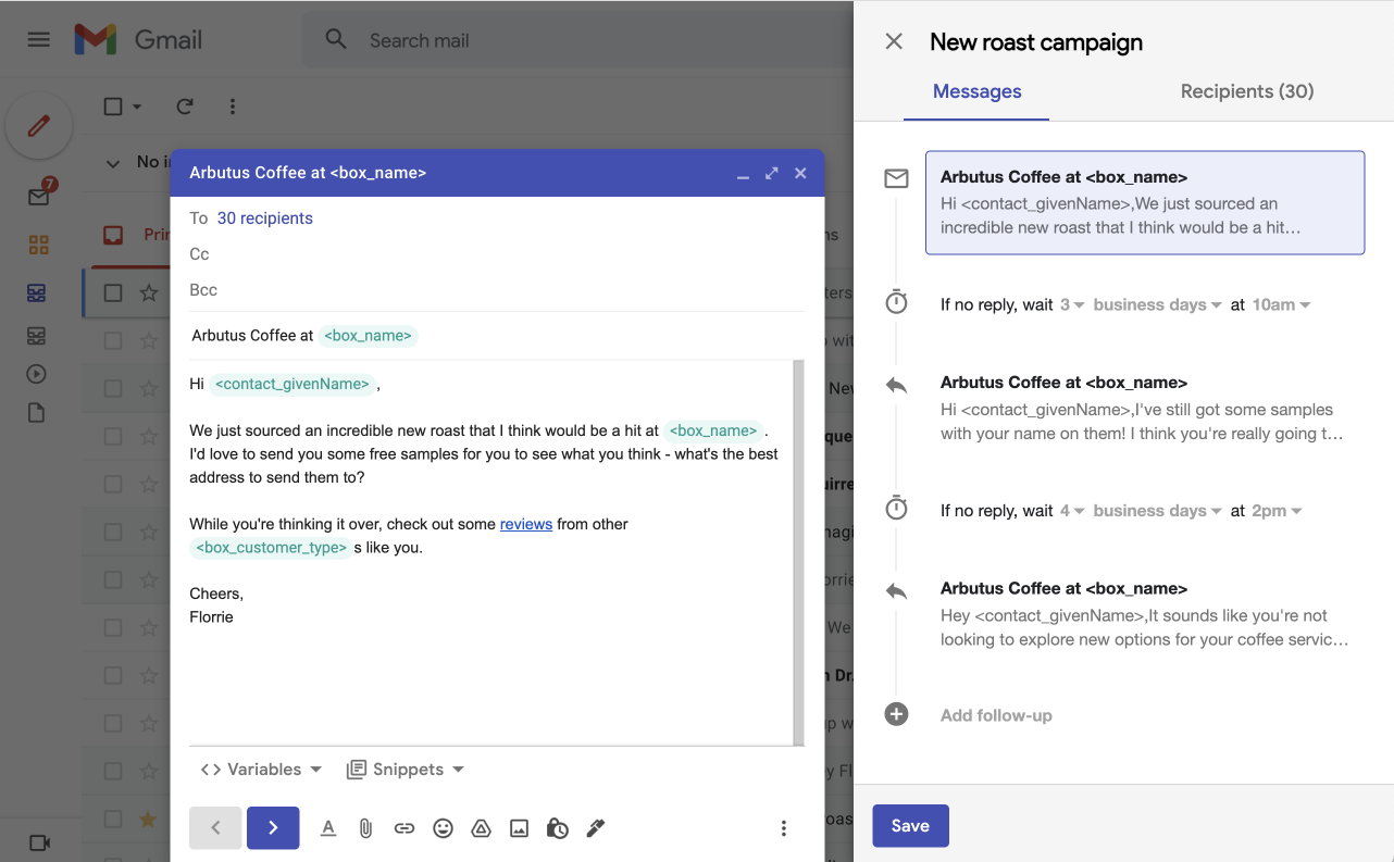 Email automations with Streak mail merge