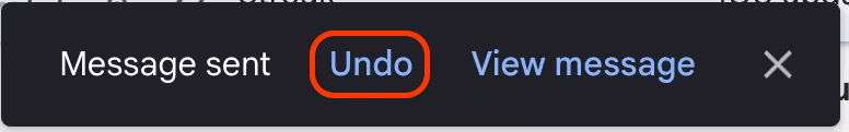a screenshot of the "undo" button option after sending an email in gmail