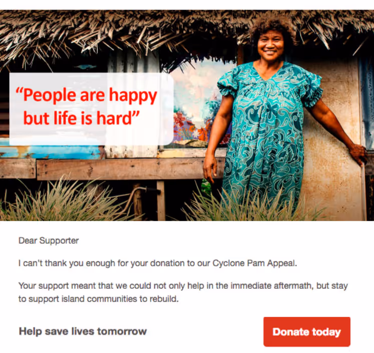 An automated Thank You email sequence sent after donating to the Australian Red Cross email fundraising campaign