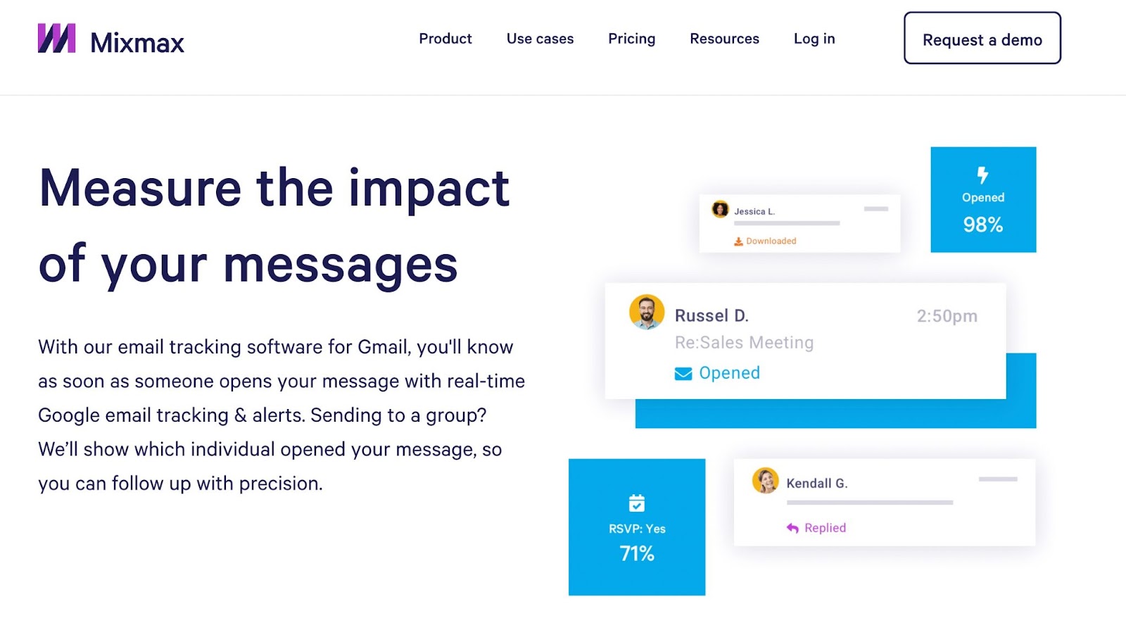 A screenshot of Mixmax webpage