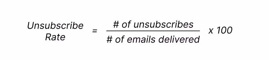Formula for computing email unsubscribe rate