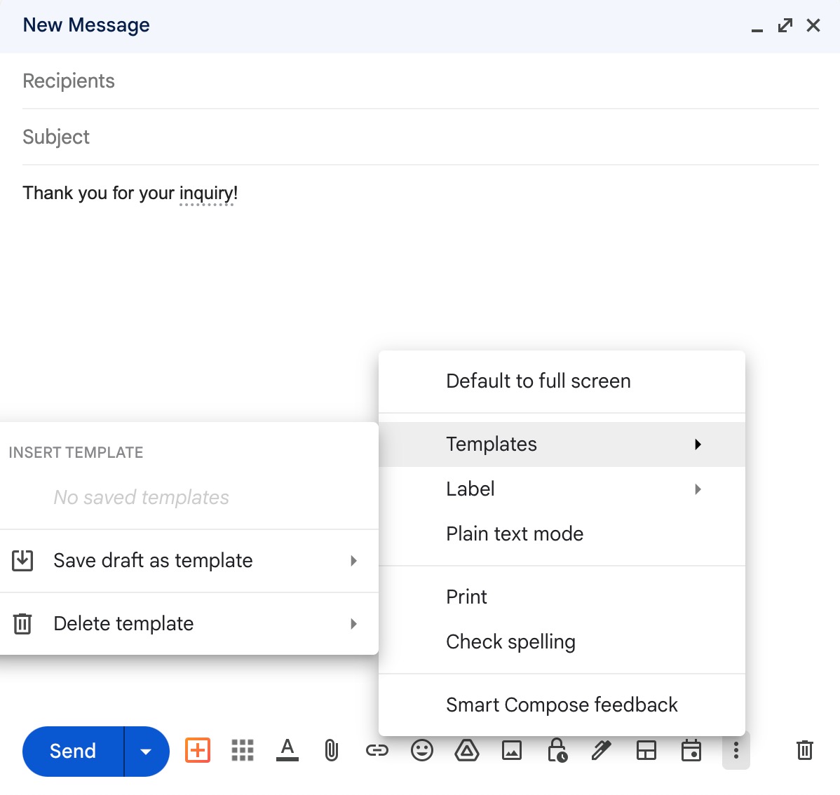 Compose message window in Gmail