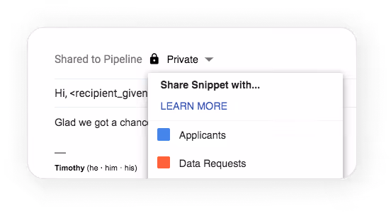 how to share a snippet in Gmail
