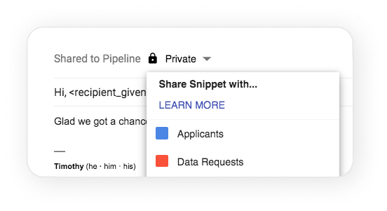 how to share a snippet in Gmail
