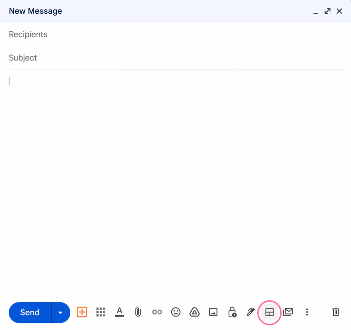Compose window with the collage-looking button (Streak logo) is encircled