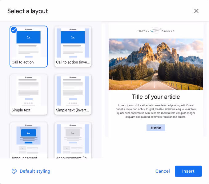 What you see when you click the Streak logo at the bottom of the blank email composition template inside the Compose window