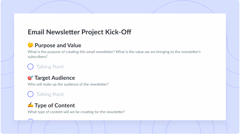 Key pointers of things to include in an email newsletter