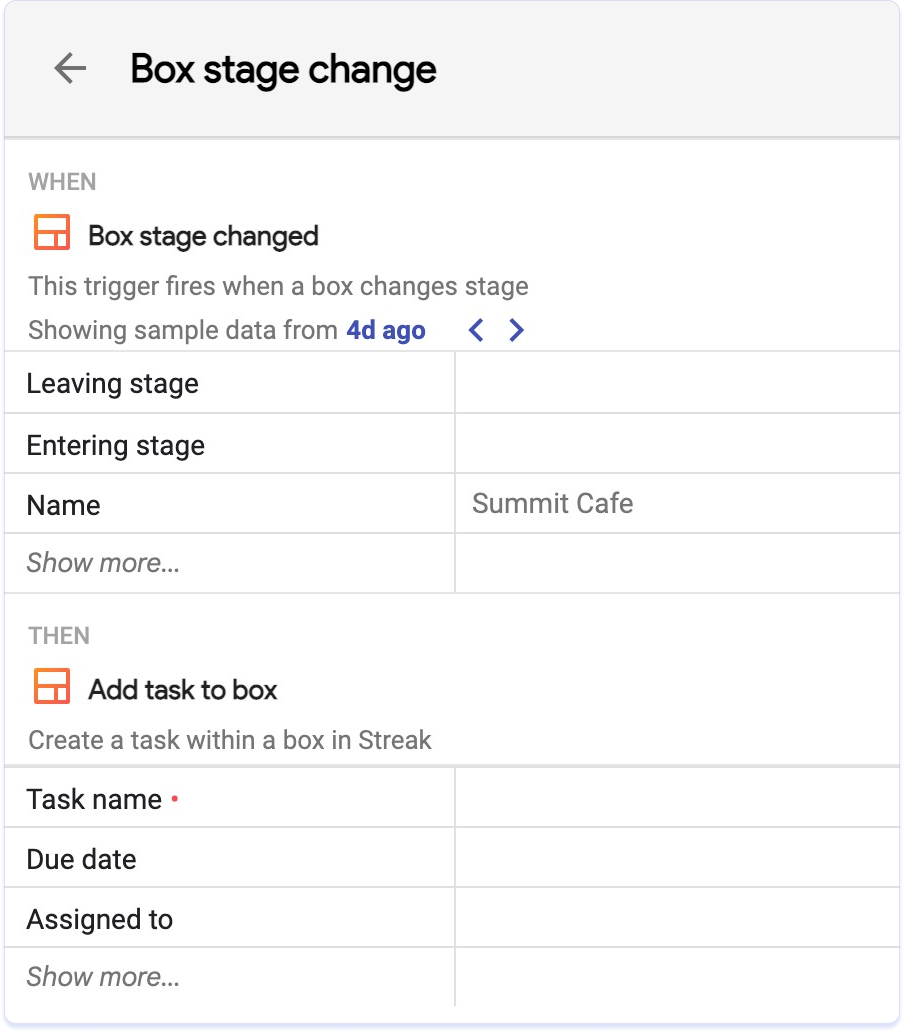 Creating a native task automation in Streak