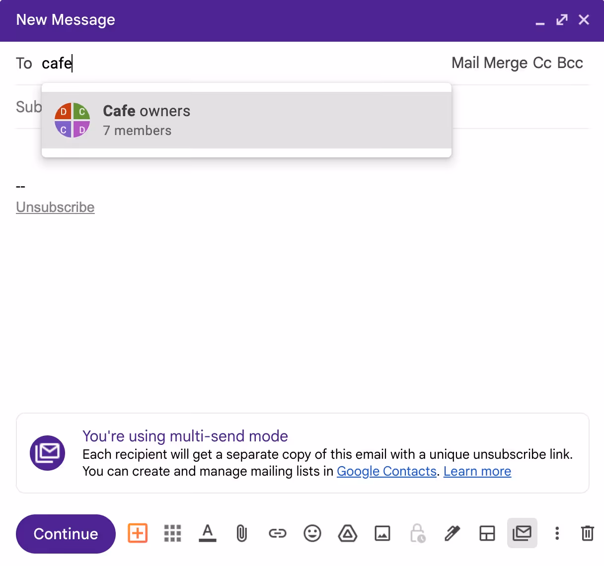 how to add recipients to Gmail mail merge