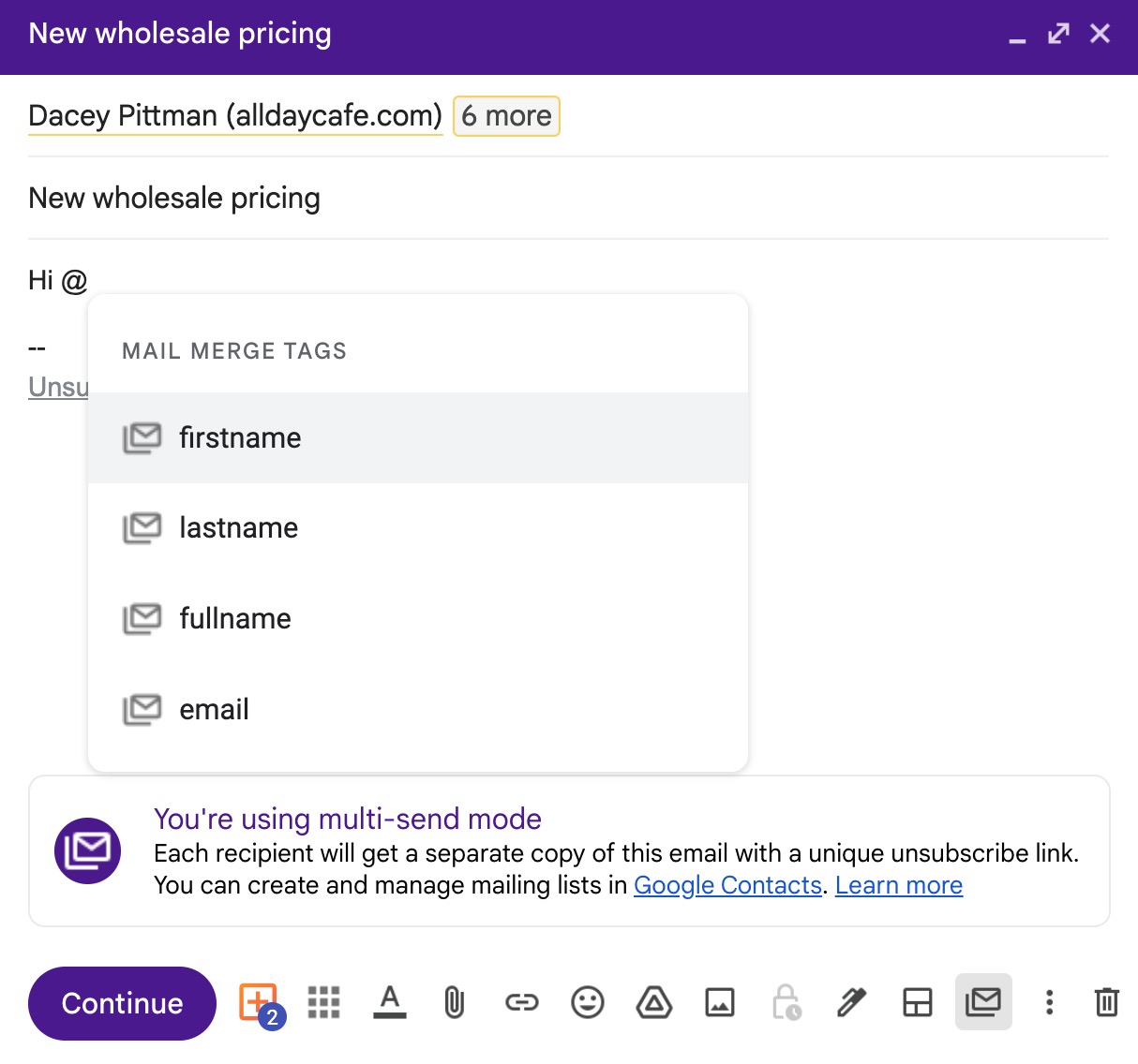 How to add variables in Gmail