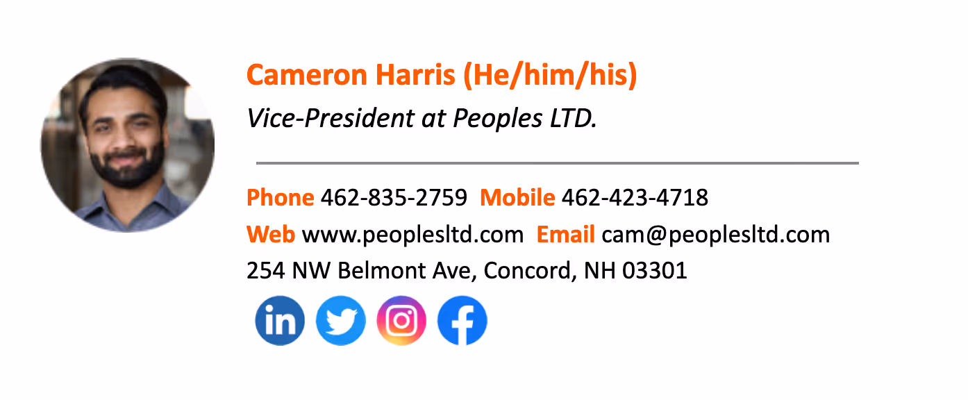 An example of an email signature