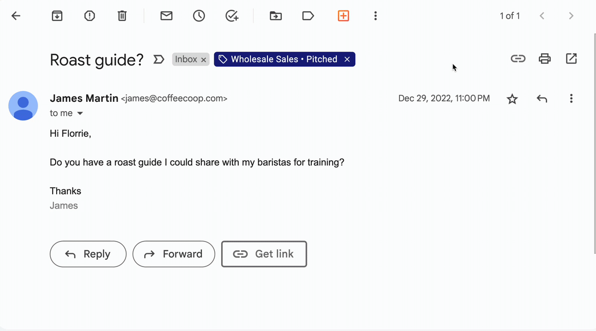 message ID showing how to create a link to an email for Streak Share