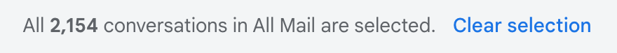 A screenshot of the notification at the top of the inbox when you select All Mail