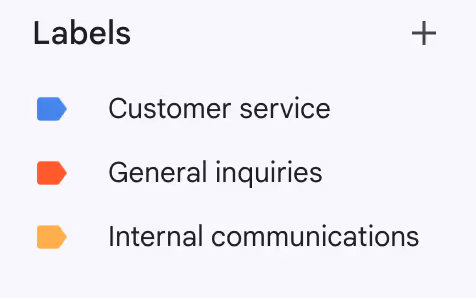 Example of labels that can be made inside Gmail