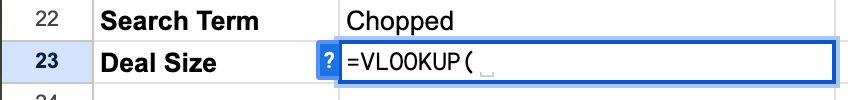 A screenshot showing how to add a VLOOKUP formula
