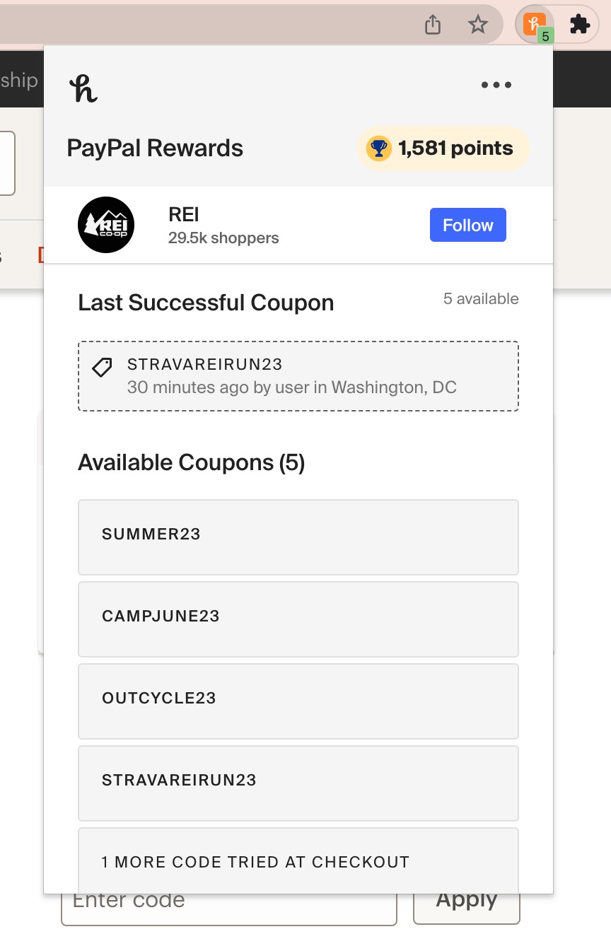 Honey coupons browser extension