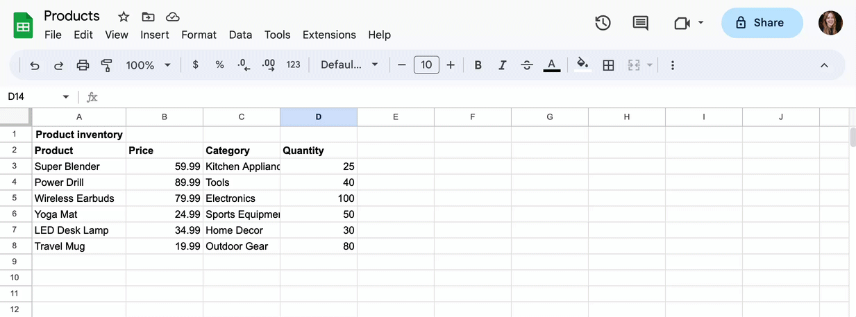 merge cells in google sheets