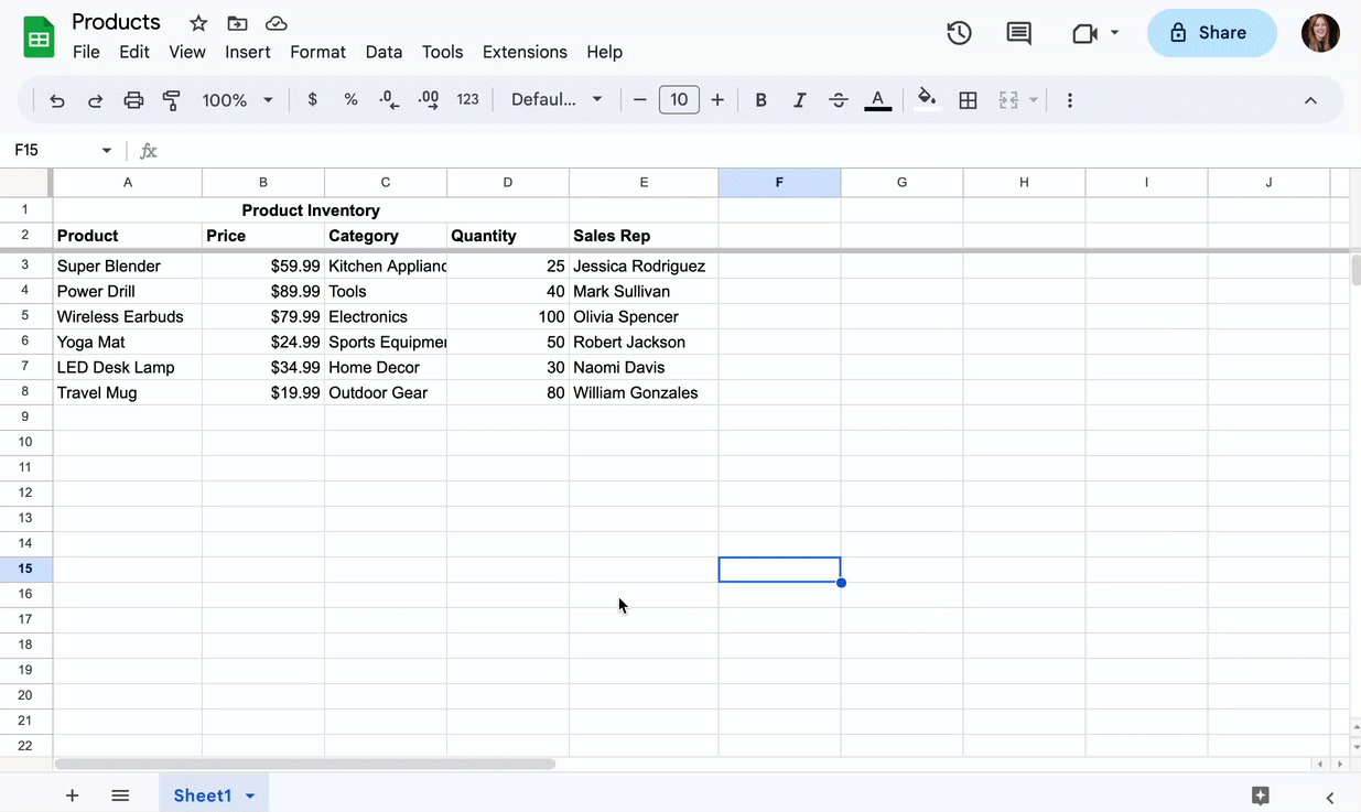 A GIF showing how to split text into separate columns
