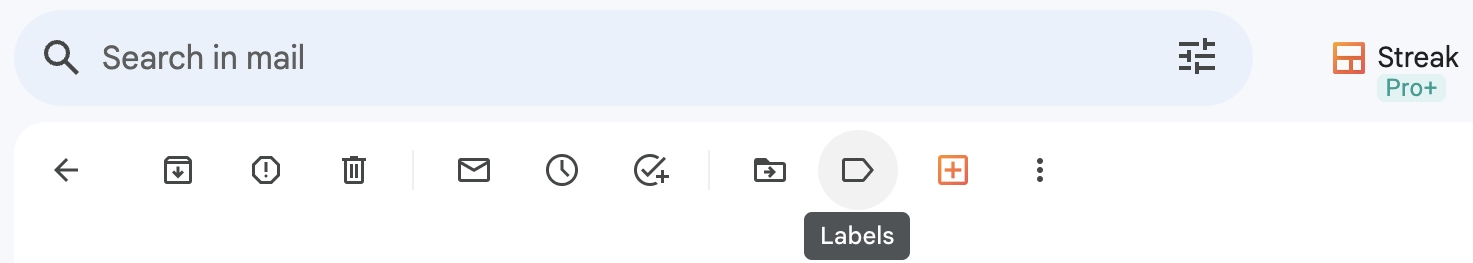 A screenshot of the icons at the top of the message after opening the email in Gmail.