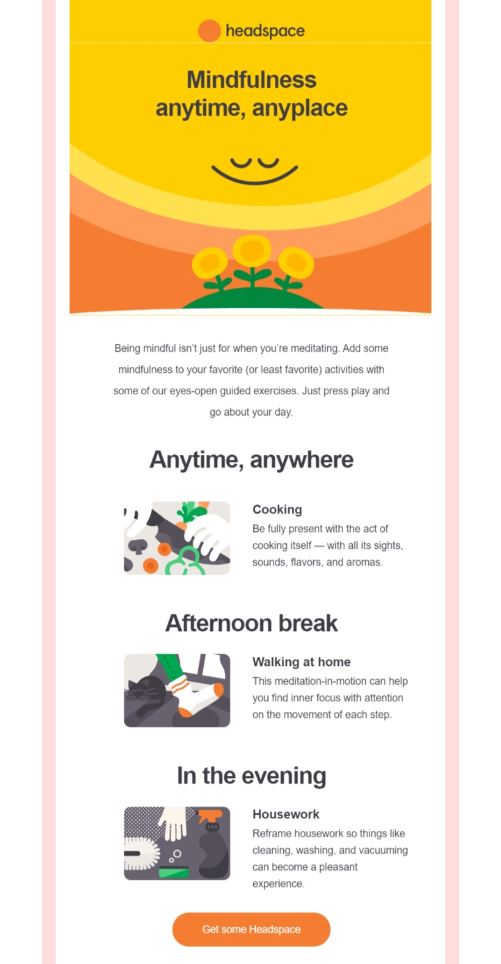 An example of an eblast by Headspace