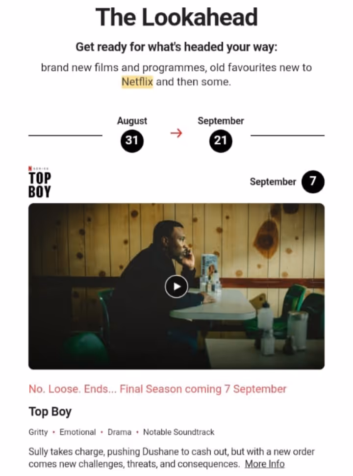 An example of an eblast from Netflix