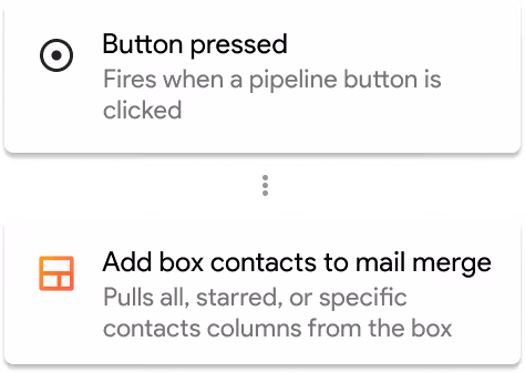A screenshot showing the Streak action button where you can add contacts to a mail merge