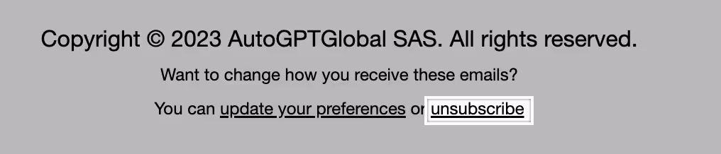 A screenshot of the content in the lower portion of an email thread highlighting the unsubscribe option