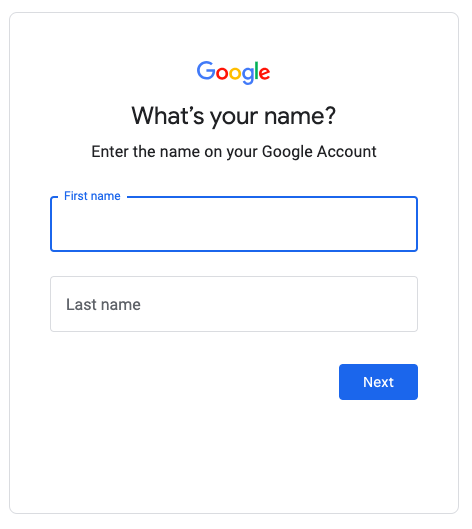 Google First Name login page for account recovery