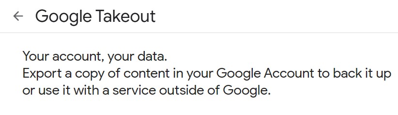 A screenshot of the heading and subheading in takeout.google.com