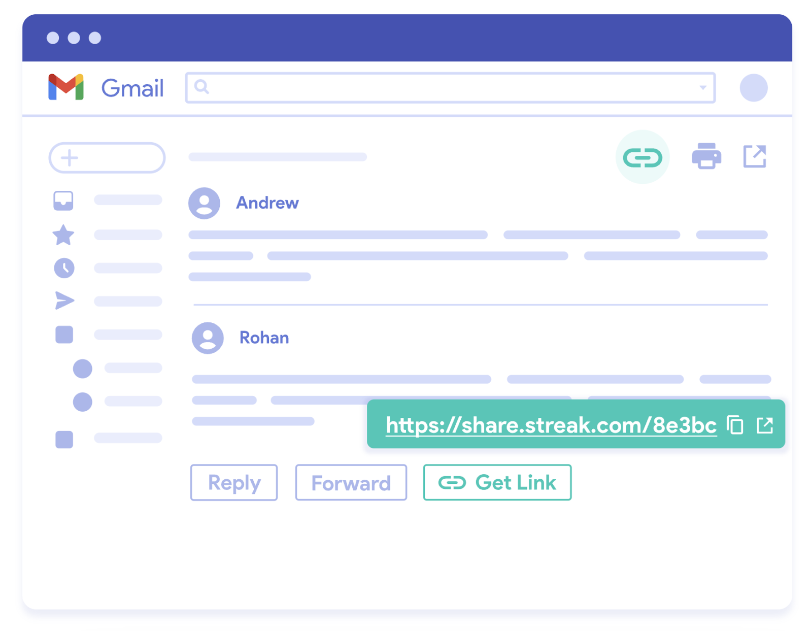 An illustration featuring email sharing links by Streak Share