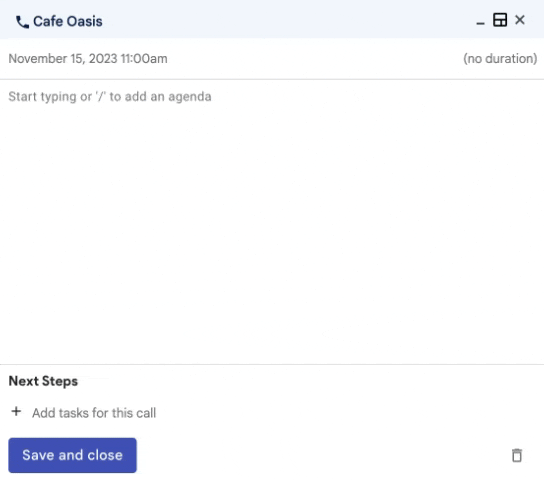 a gif of a custom call log created by streak ai using past meetings and calls