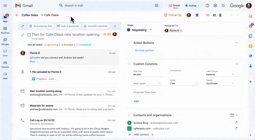a gif of the AI ask a question feature