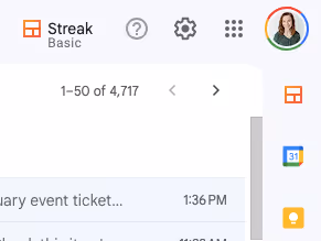 A screenshot of Gmai's top right corner showing the profile picture