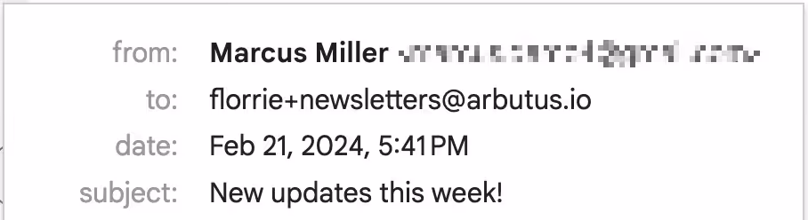 An illustration of the top details of an email showing the sender, recipient, date,and the email subject