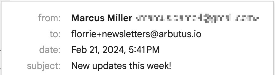 An illustration of the top details of an email showing the sender, recipient, date,and the email subject