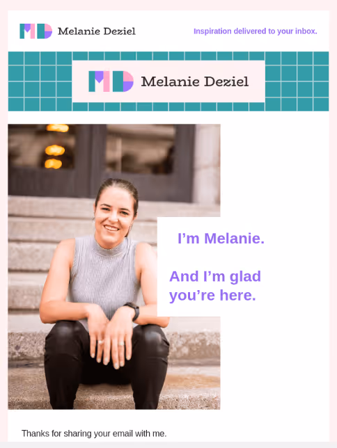 sample email template of a welcome email