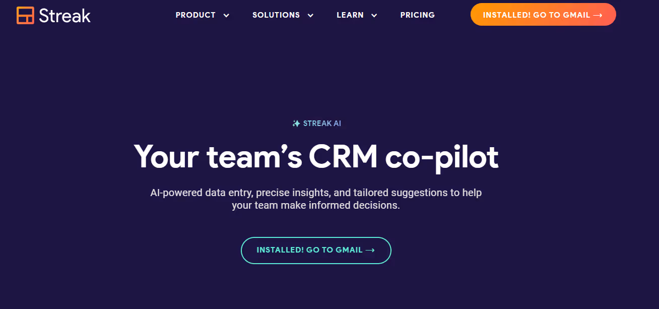 Streak AI co-pilot is helpful for finding sales opportunities