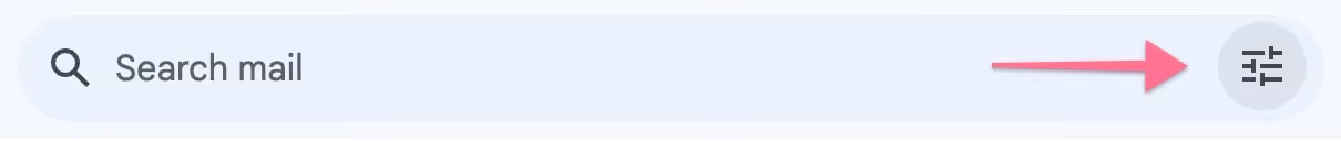gmail search filters button