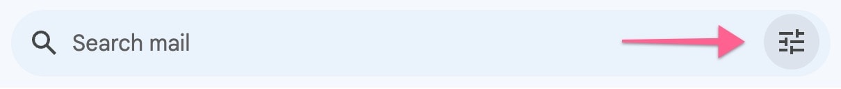 gmail search filters button