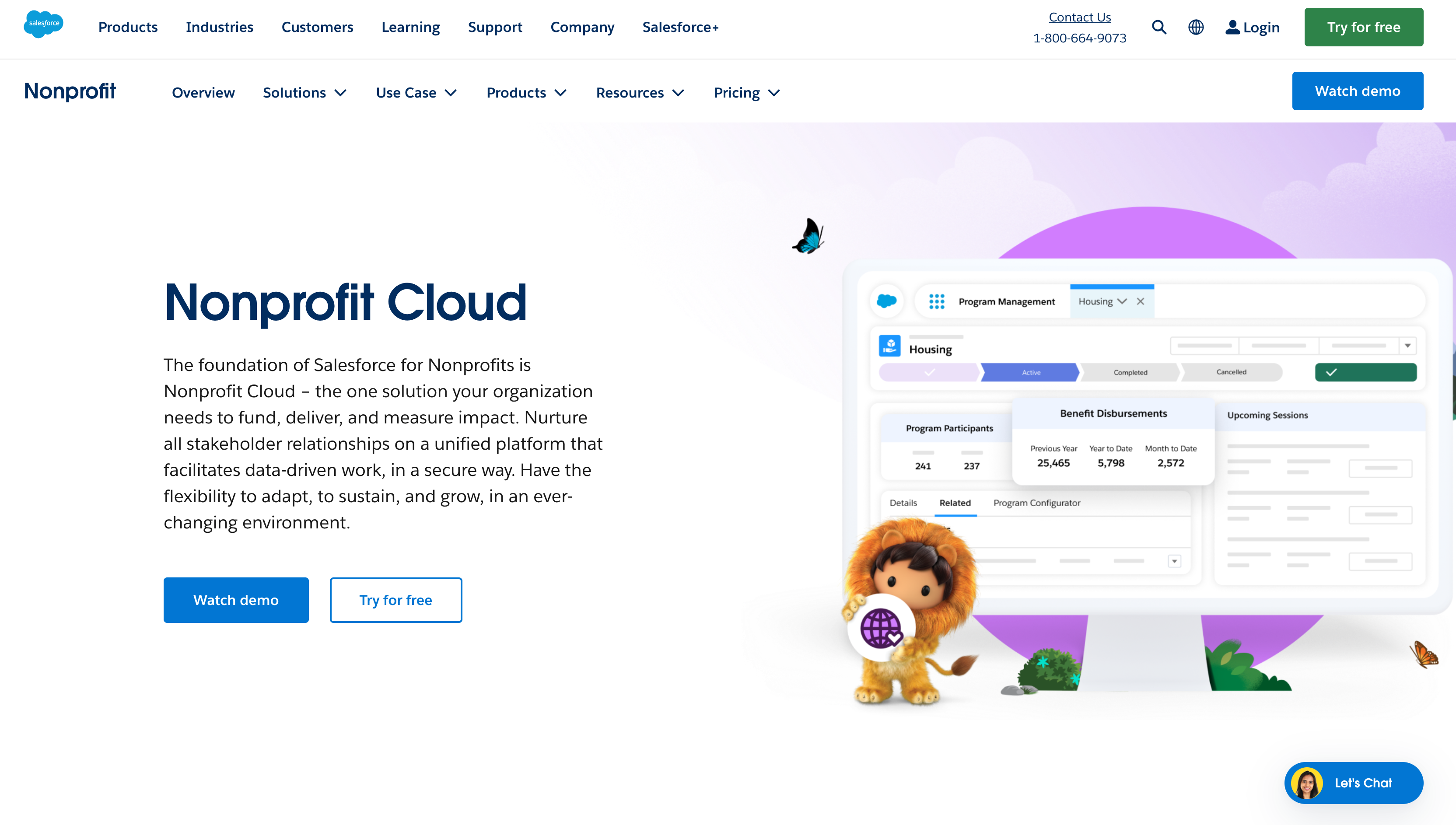 Salesforce Nonprofit Cloud homepage