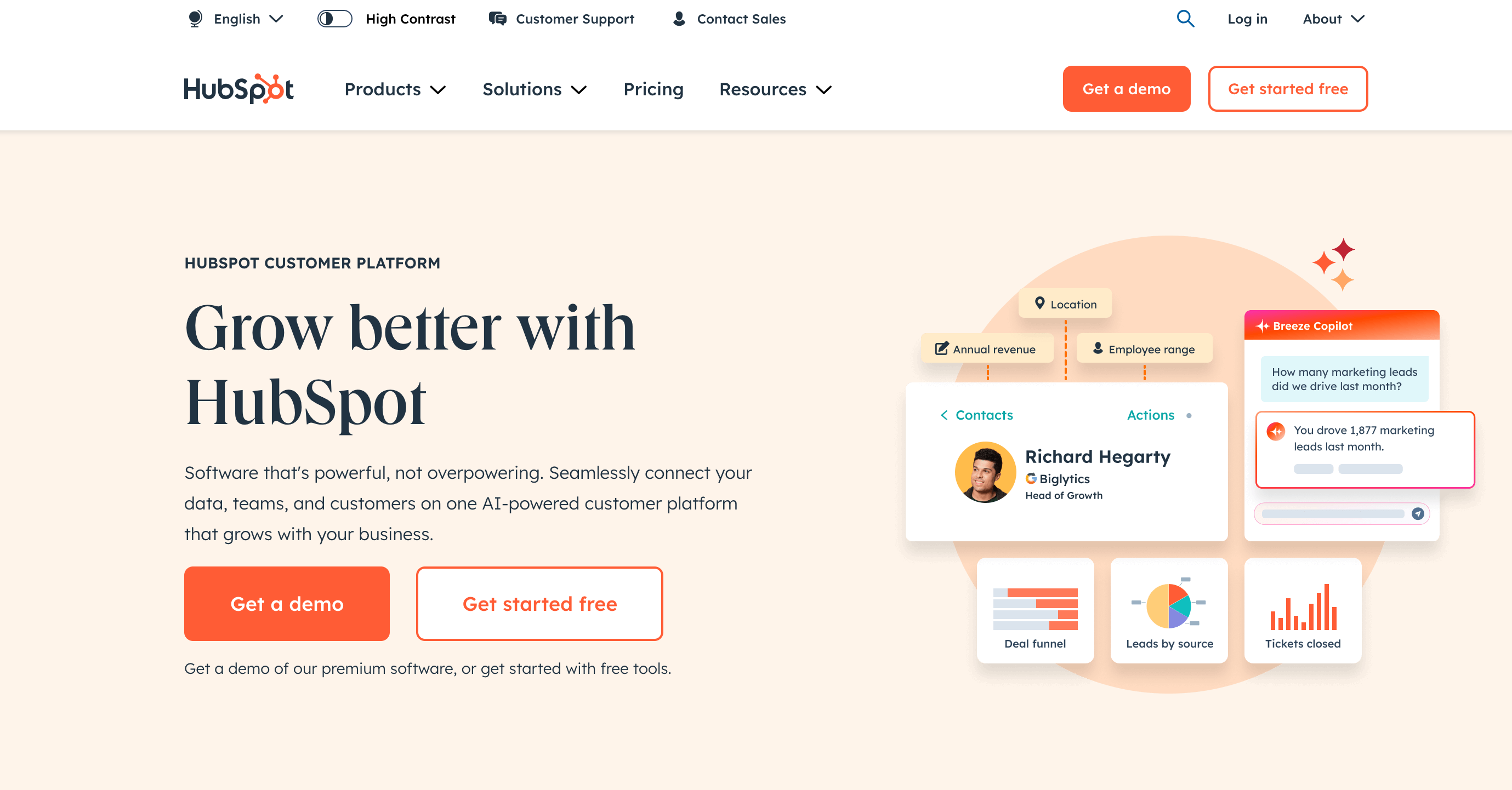 HubSpot homepage