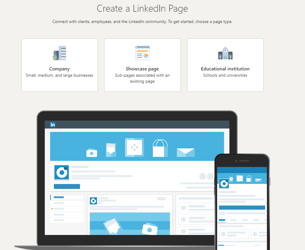 The first step of creating a LinkedIn company page