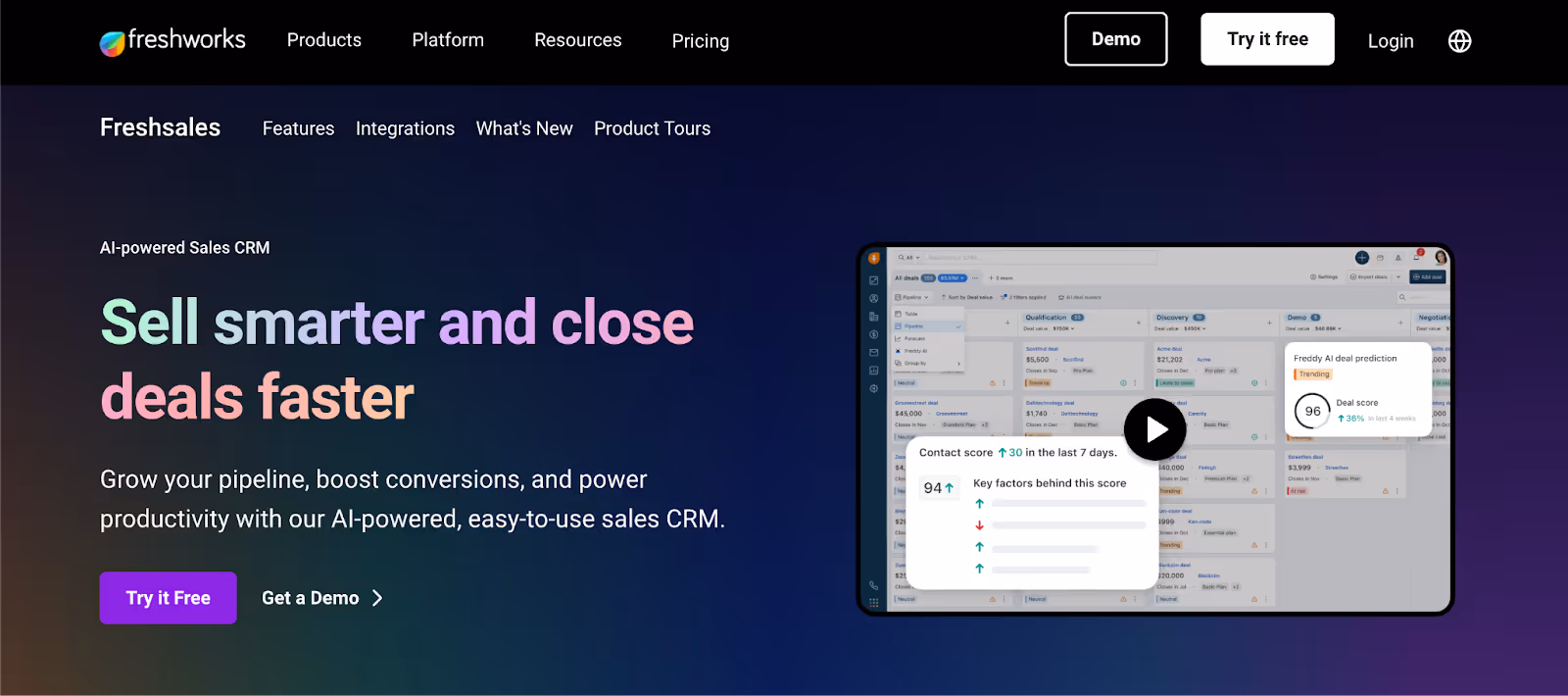Freshworks landing page