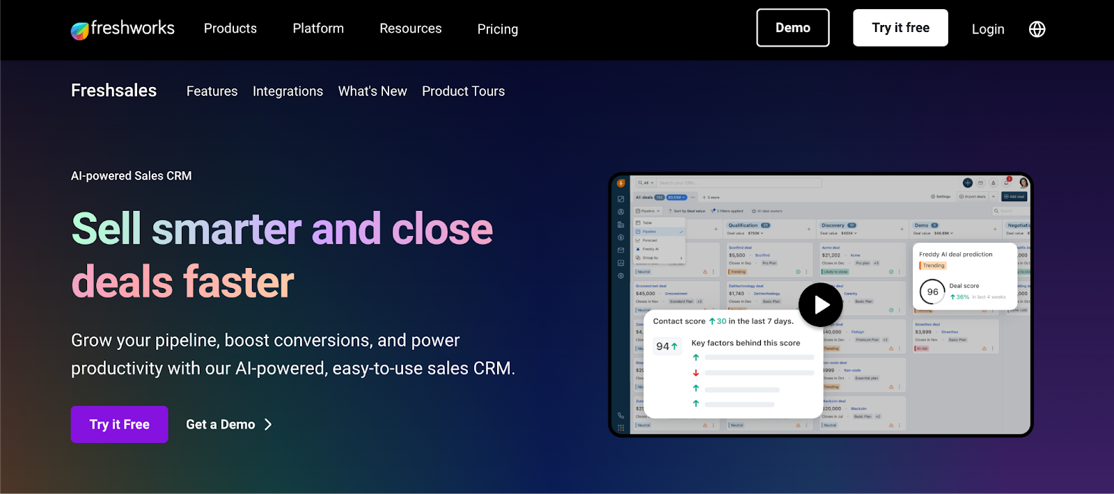 Freshworks landing page