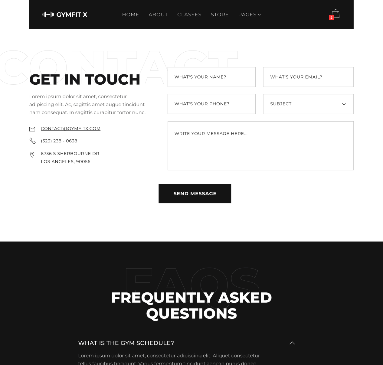 Gymfit X - Contact page - Gym Webflow Template