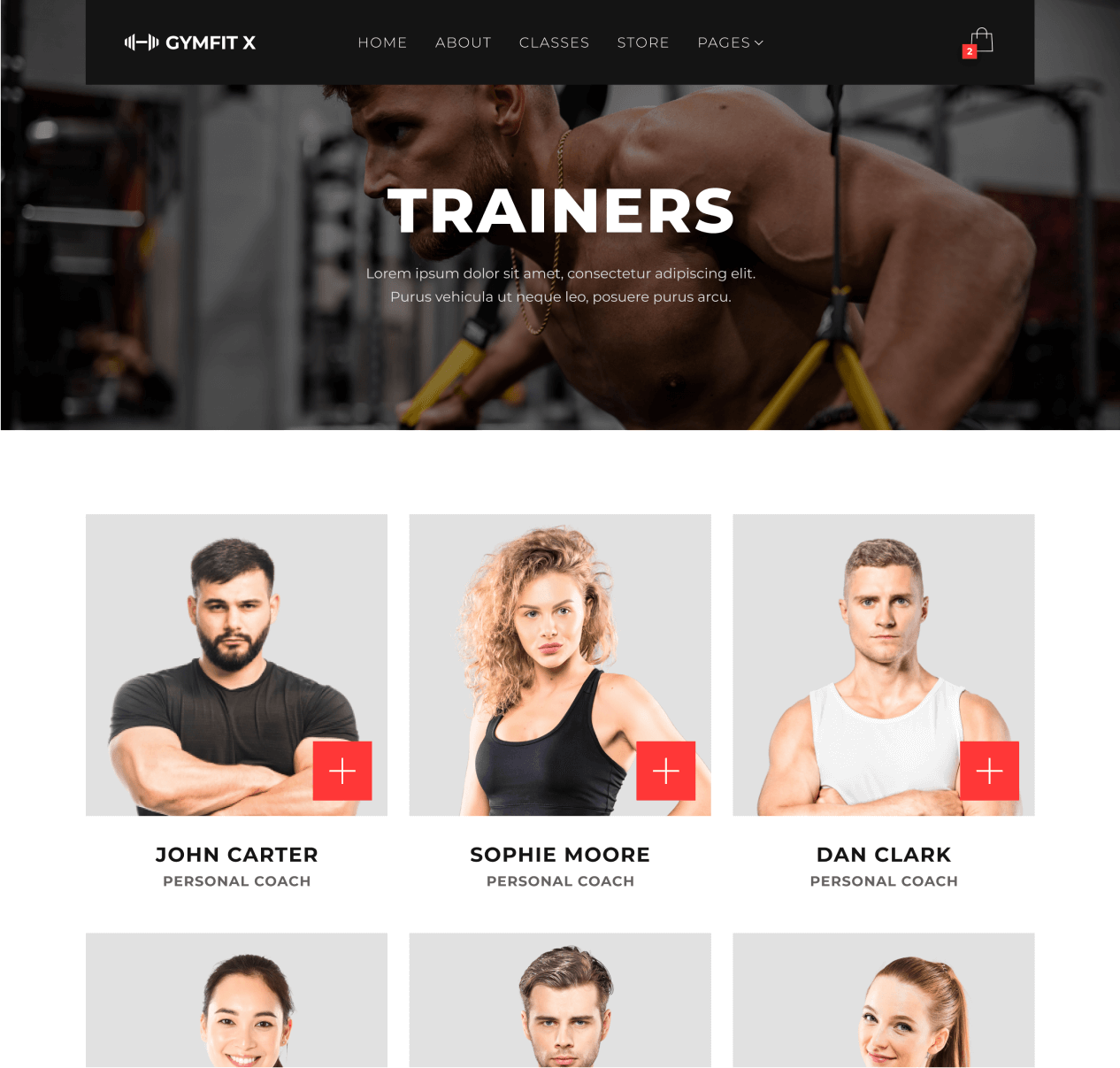 Gymfit X - Trainers page - Gym Webflow Template